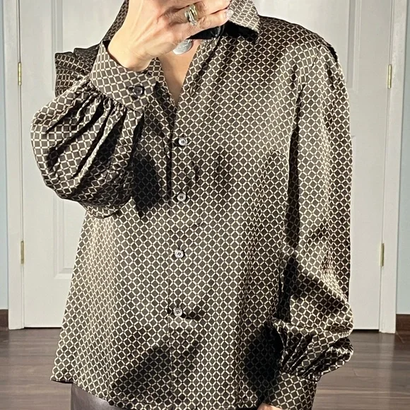 Celine Vintage 100% silk button down blouse size FR 38 - Picture 7 of 15